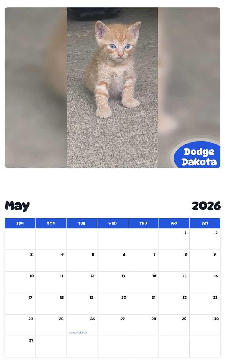 2026 - 2027 Dodge Dakota - Pawidols Pet Calendar