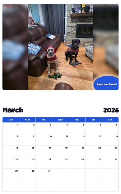 November 2025 - October 2026 Fynn and Sarabi - Pawidols Pet Calendar