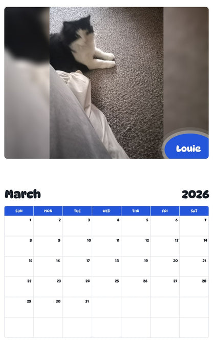 November 2025 - October 2026 Louie - Pawidols Pet Calendar