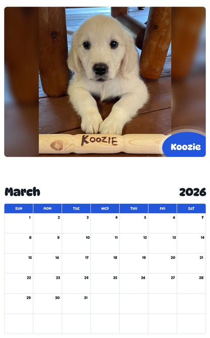 November 2025 - October 2026 Koozie - Pawidols Pet Calendar