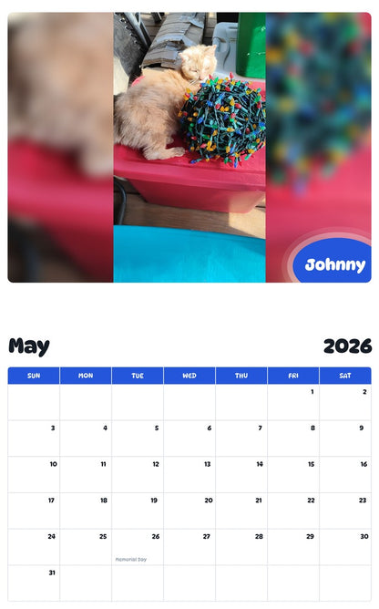 2026 - 2027 Johnny - Pawidols Pet Calendar