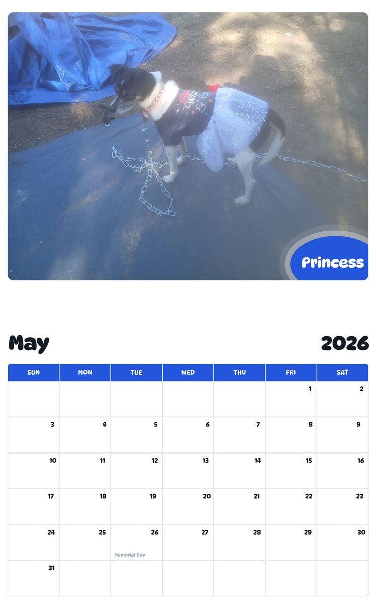 2026 - 2027 Princess - Pawidols Pet Calendar