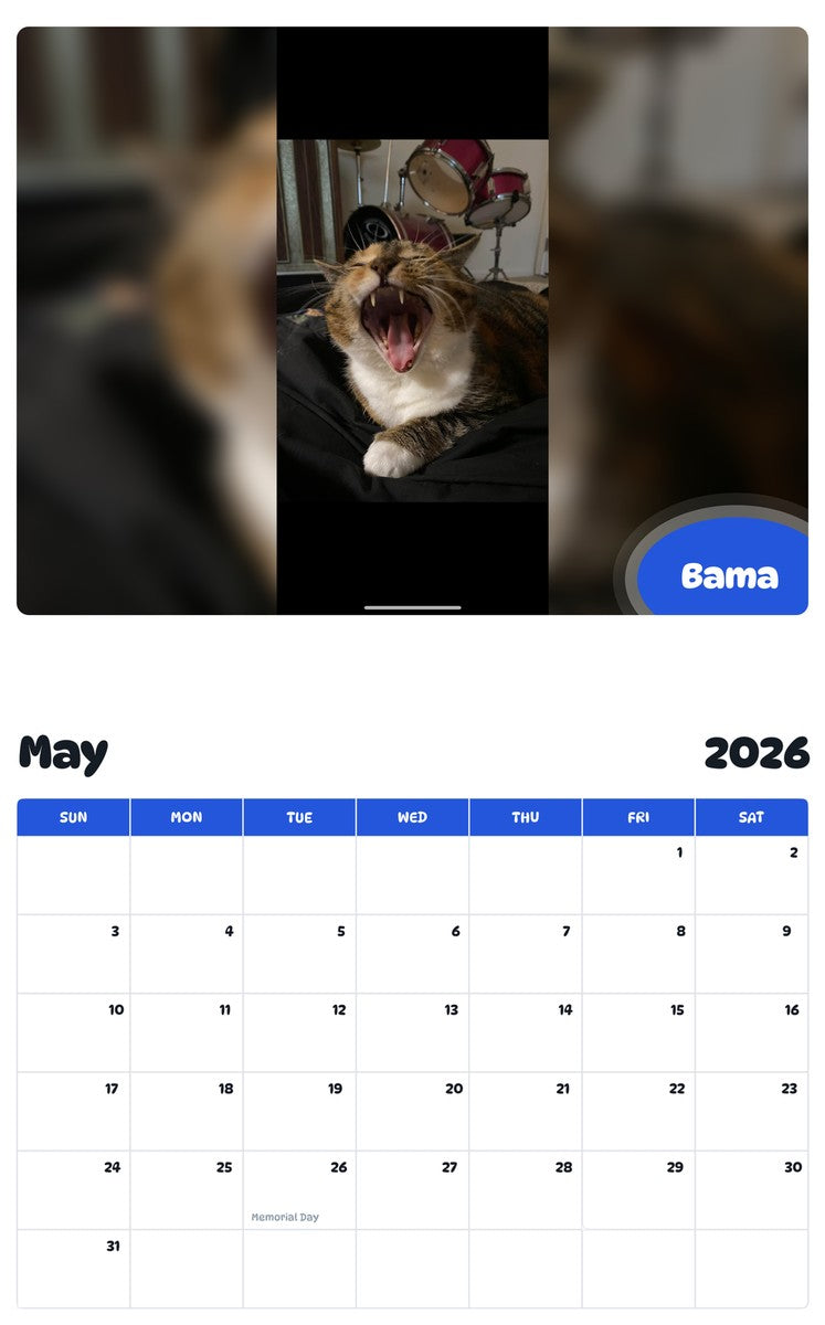2026 - 2027 Bama - Pawidols Pet Calendar