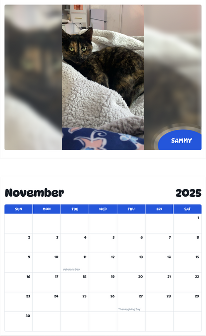 July 2025 - June 2026 Sammy - Pawidols Pet Calendar