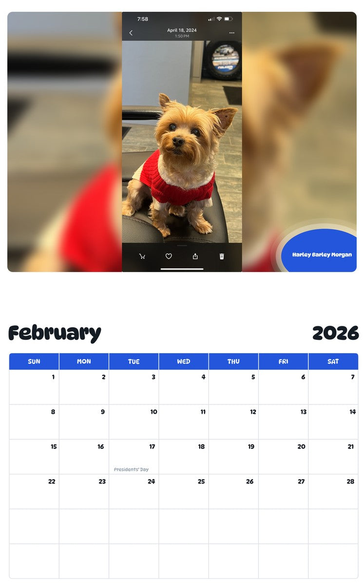 October 2025 - September 2026 Harley Barley Morgan - Pawidols Pet Calendar