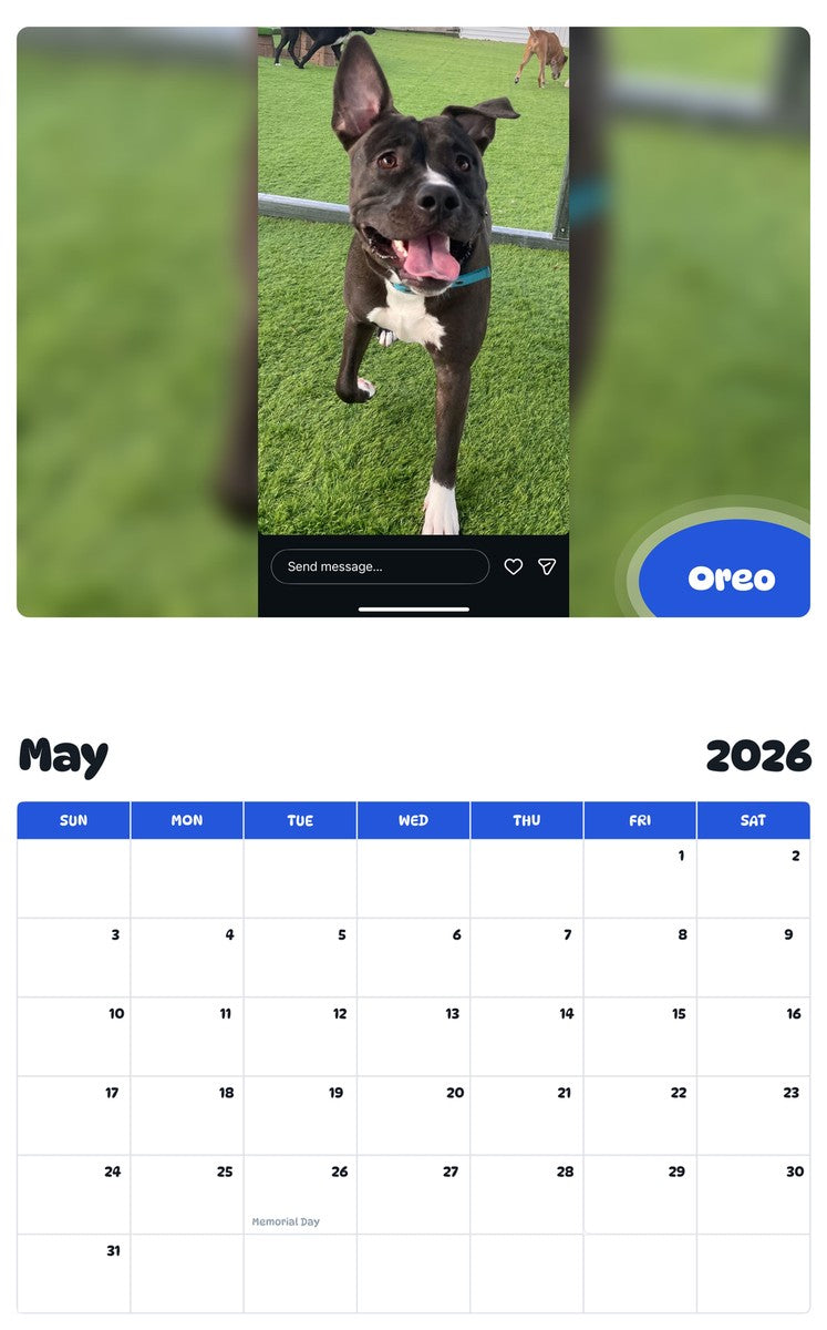 2026 - 2027 Oreo - Pawidols Pet Calendar