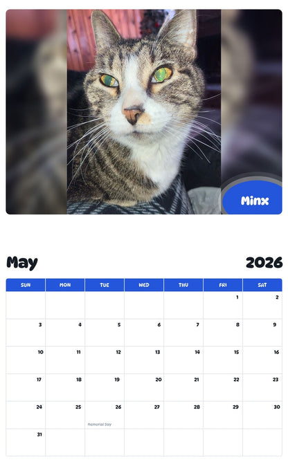 2026 - 2027 Minx - Pawidols Pet Calendar