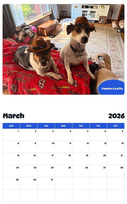 November 2025 - October 2026 Pancho & Lefty - Pawidols Pet Calendar