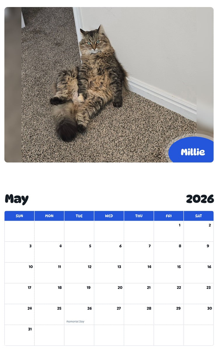 2026 - 2027 Millie - Pawidols Pet Calendar