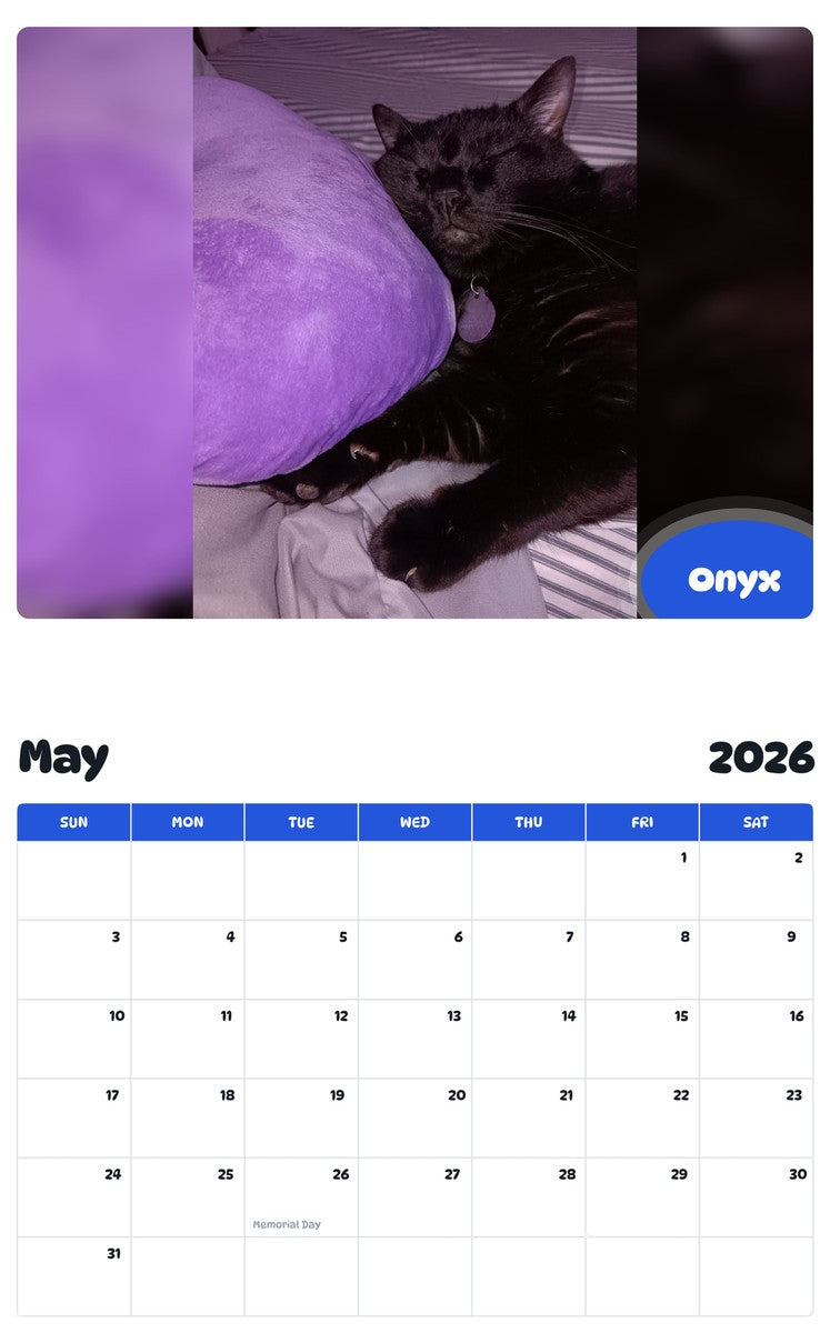 2026 - 2027 Onyx - Pawidols Pet Calendar
