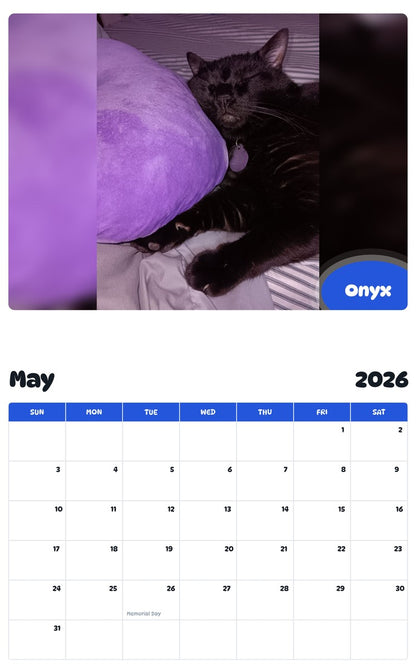 2026 - 2027 Onyx - Pawidols Pet Calendar