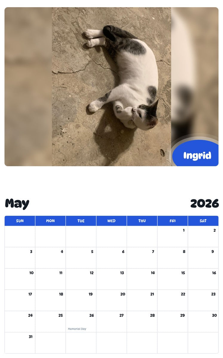 2026 - 2027 Ingrid - Pawidols Pet Calendar