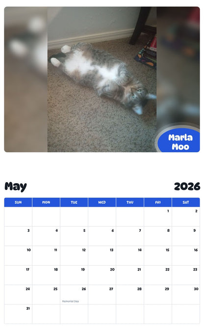 2026 - 2027 Marla Moo - Pawidols Pet Calendar