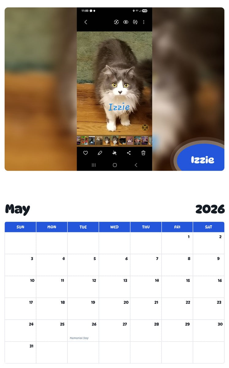 2026 - 2027 Izzie - Pawidols Pet Calendar