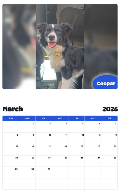 November 2025 - October 2026 Cooper - Pawidols Pet Calendar