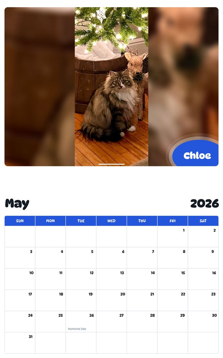 2026 - 2027 Chloe - Pawidols Pet Calendar
