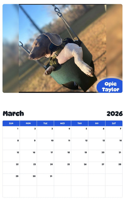 November 2025 - October 2026 Opie Taylor - Pawidols Pet Calendar