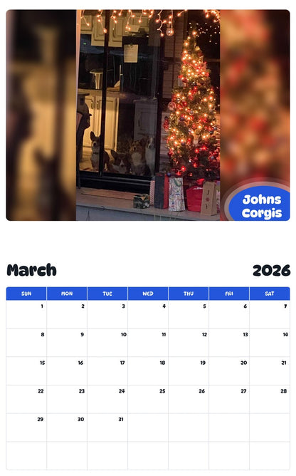 November 2025 - October 2026 Johns  Corgis - Pawidols Pet Calendar
