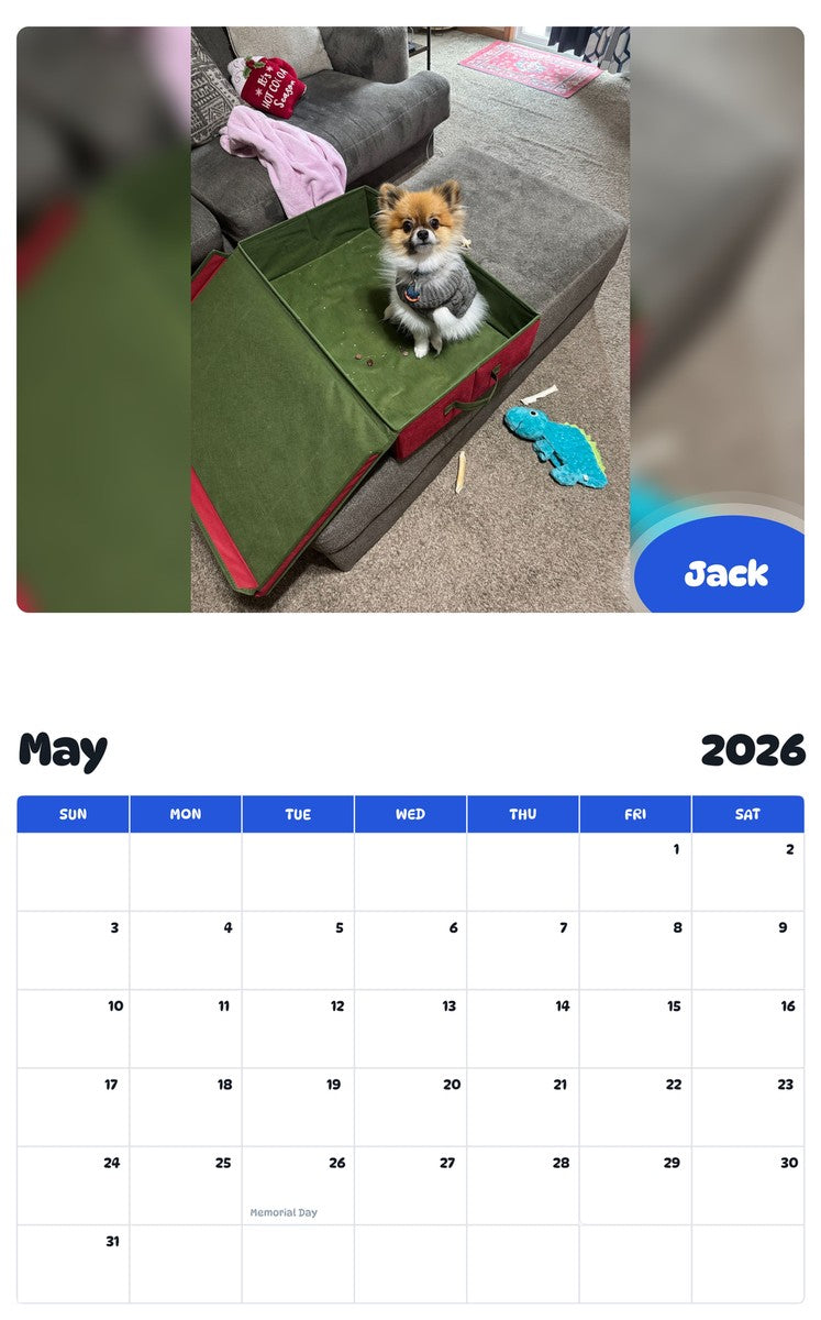 2026 - 2027 Jack - Pawidols Pet Calendar