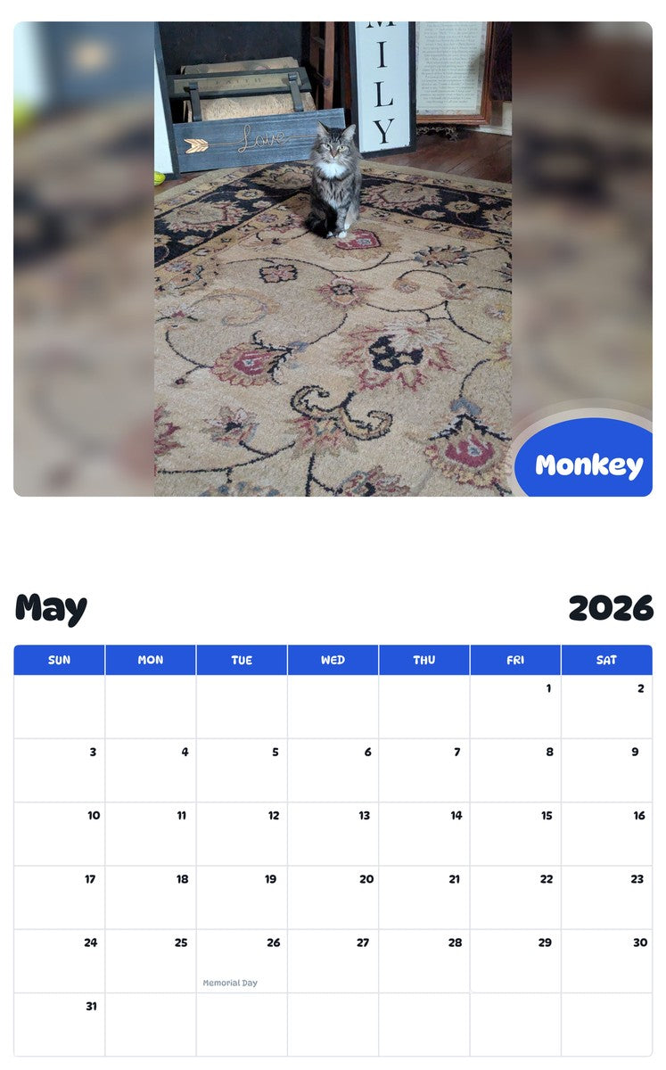 2026 - 2027 Monkey - Pawidols Pet Calendar