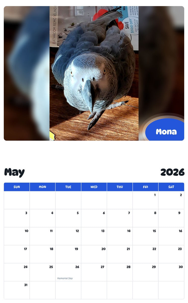 2026 - 2027 Mona - Pawidols Pet Calendar