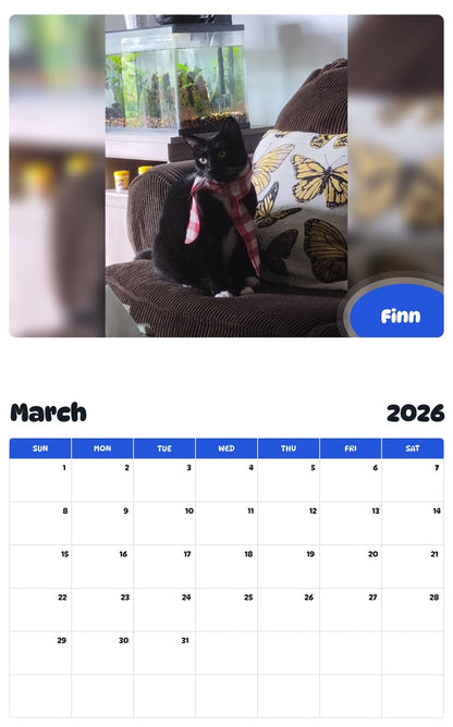 November 2025 - October 2026 Finn - Pawidols Pet Calendar