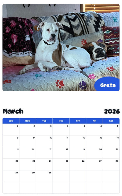 November 2025 - October 2026 Greta - Pawidols Pet Calendar