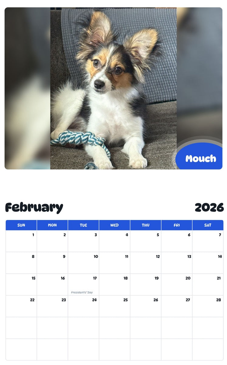 October 2025 - September 2026 Mouch - Pawidols Pet Calendar