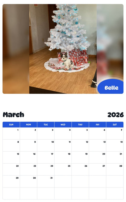 November 2025 - October 2026 Belle - Pawidols Pet Calendar