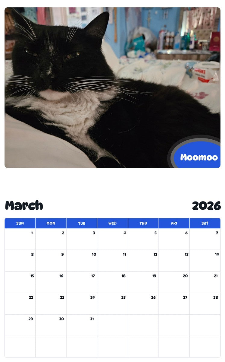 November 2025 - October 2026 Moomoo - Pawidols Pet Calendar