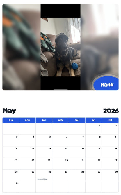 2026 - 2027 Hank - Pawidols Pet Calendar
