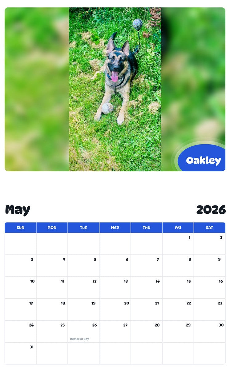 2026 - 2027 Oakley - Pawidols Pet Calendar