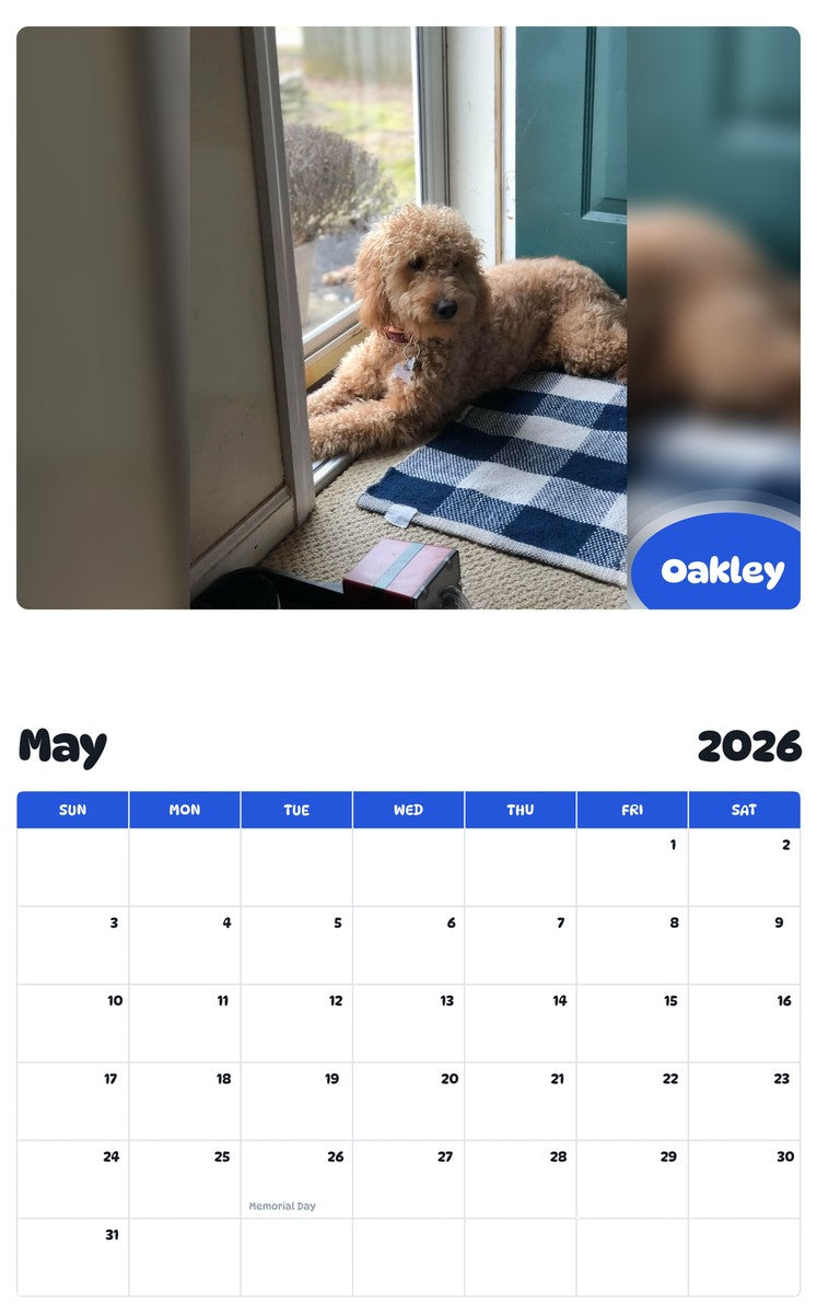 2026 - 2027 Oakley - Pawidols Pet Calendar