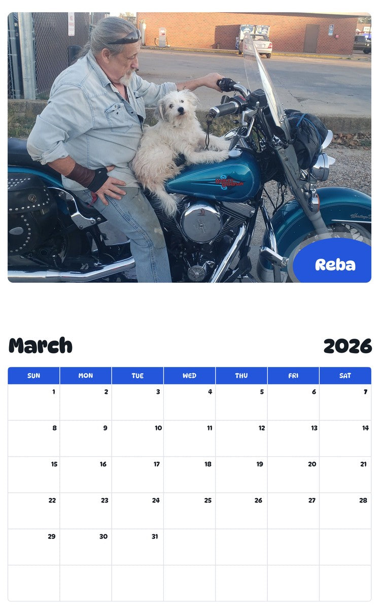 November 2025 - October 2026 Reba - Pawidols Pet Calendar
