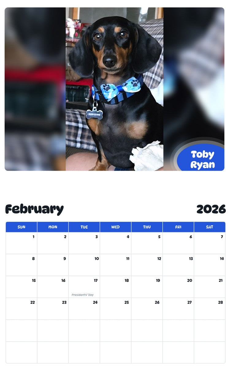 October 2025 - September 2026 Toby Ryan - Pawidols Pet Calendar
