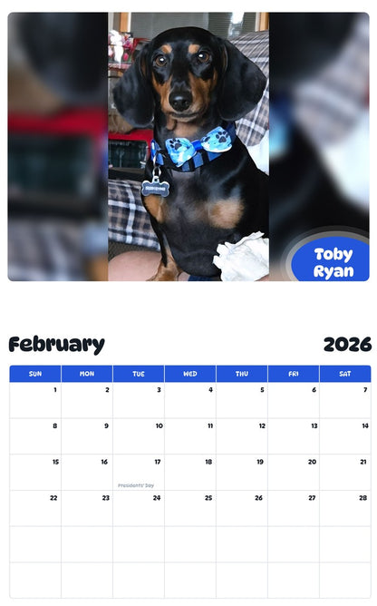 October 2025 - September 2026 Toby Ryan - Pawidols Pet Calendar