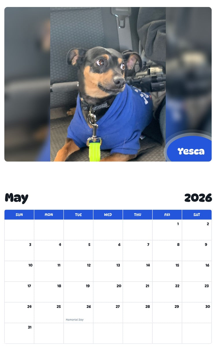 2026 - 2027 Yesca - Pawidols Pet Calendar