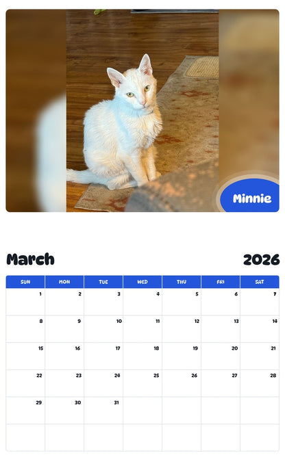 November 2025 - October 2026 Minnie - Pawidols Pet Calendar