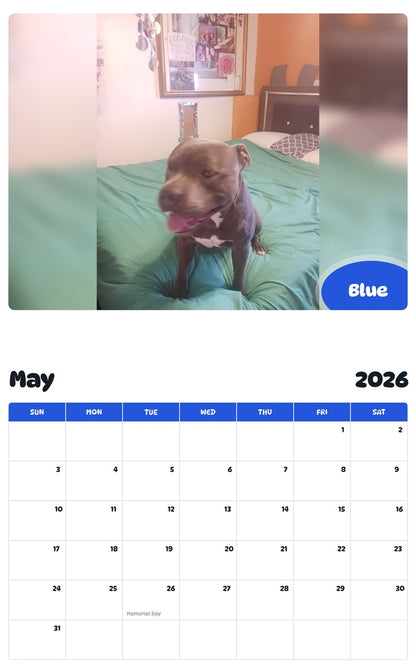 2026 - 2027 Blue - Pawidols Pet Calendar
