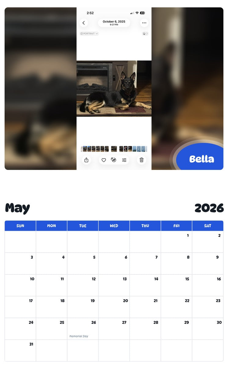 2026 - 2027 Bella - Pawidols Pet Calendar