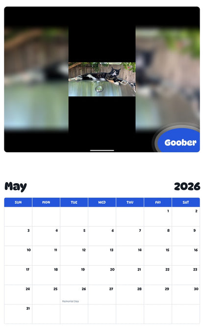 2026 - 2027 Goober - Pawidols Pet Calendar