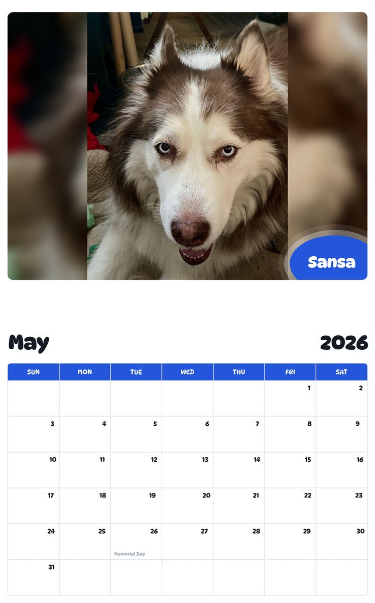 2026 - 2027 Sansa - Pawidols Pet Calendar