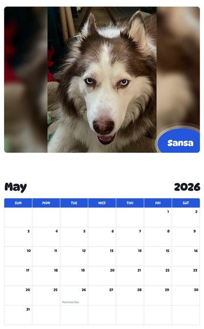 2026 - 2027 Sansa - Pawidols Pet Calendar