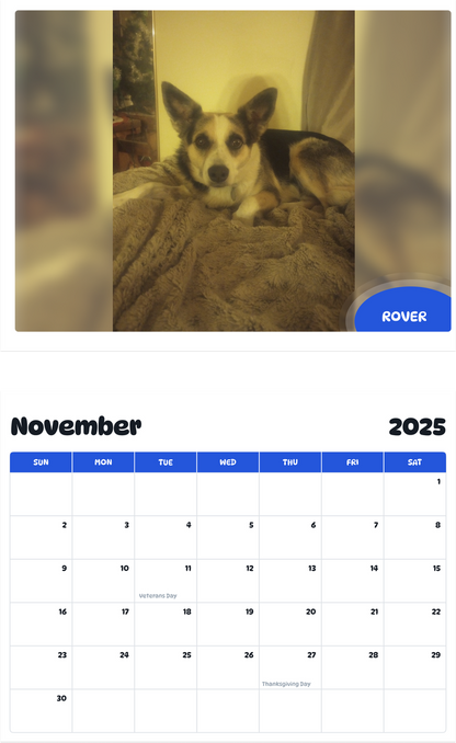 July 2025 - June 2026 Rover - Pawidols Pet Calendar