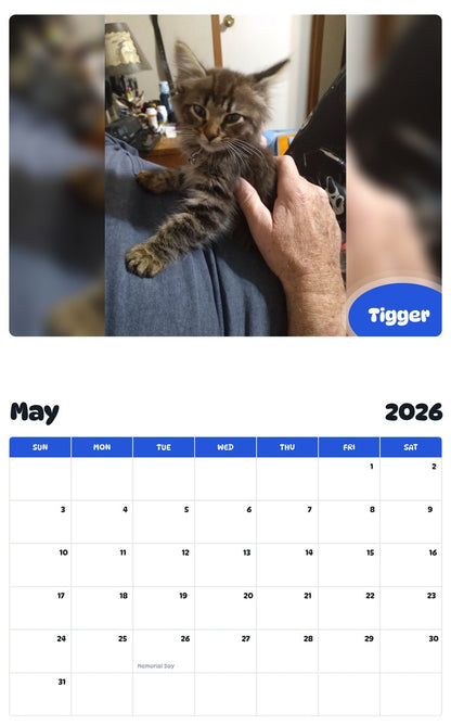 2026 - 2027 Tigger - Pawidols Pet Calendar