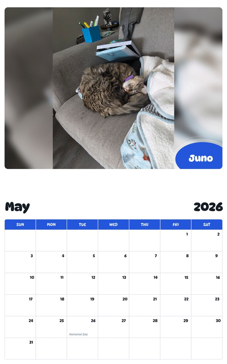 2026 - 2027 Juno - Pawidols Pet Calendar