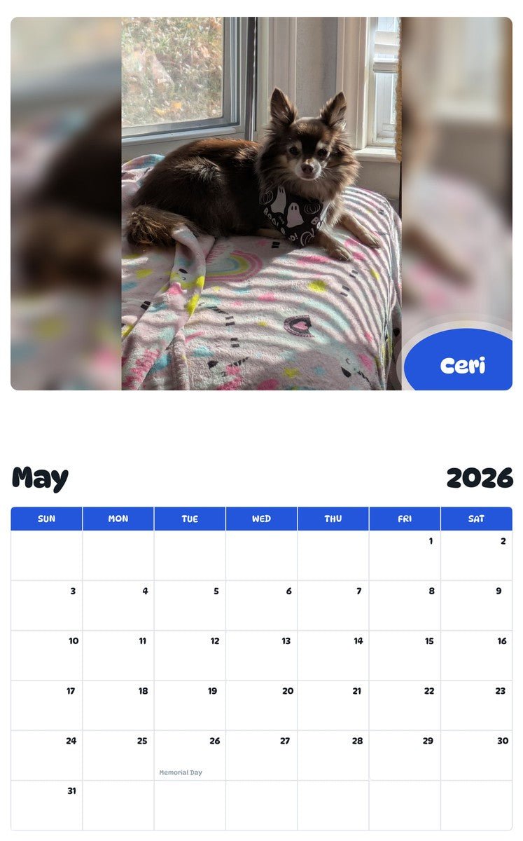 2026 - 2027 Ceri - Pawidols Pet Calendar