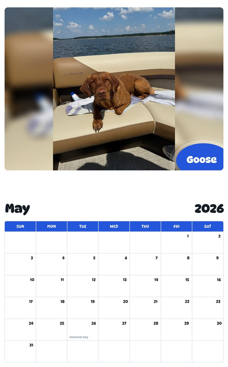 2026 - 2027 Goose - Pawidols Pet Calendar