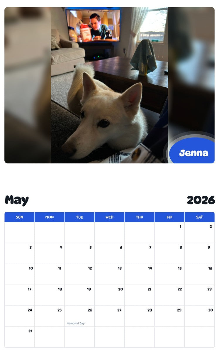 2026 - 2027 Jenna - Pawidols Pet Calendar