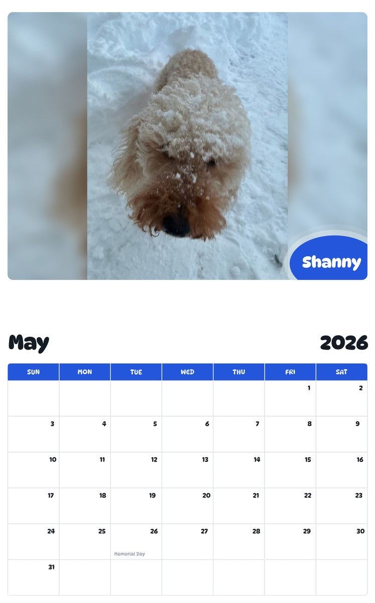 2026 - 2027 Shanny - Pawidols Pet Calendar